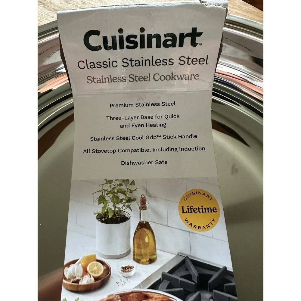 Cuisinart 8‎ Inch Cooking Pan Classic Stainless Steel Skillet Kitchen New